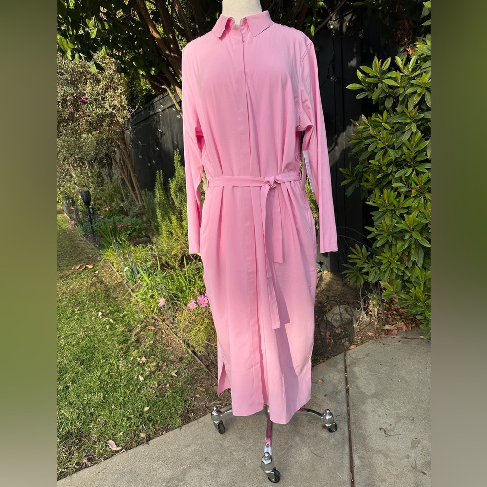 Athleta Pink Midi Shirt Dress